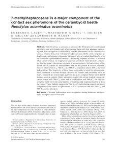 Endocrinology / Pheromone / Honey bee pheromones / Insect / Alkane / Solid-phase microextraction / Beetle / Hexane / Chemistry / Zoology / Organic chemistry