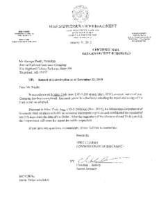 Mississippi Insurance Department Report of Examination of AMFED NATIONAL INSURANCE COMPANY 576 Highland Colony Parkway, Suite 300 Ridgeland, MS 39157