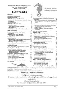 Australian Marine Science Bulletin No. 160 October 2002 ISSN[removed]Contents