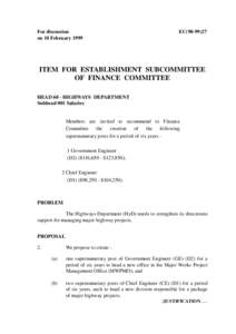 For discussion on 10 February 1999 EC[removed]ITEM FOR ESTABLISHMENT SUBCOMMITTEE