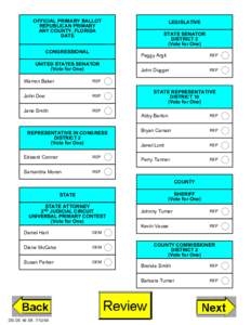 OFFICIAL PRIMARY BALLOT REPUBLICAN PRIMARY ANY COUNTY, FLORIDA DATE CONGRESSIONAL UNITED STATES SENATOR