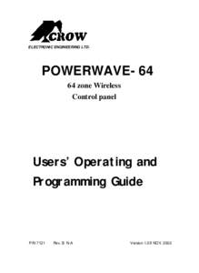 ELECTRONIC ENGINEERING LTD.  POWERWAVE[removed]zone Wireless Control panel