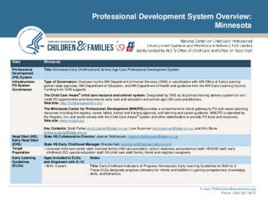 Professional Development System Overview: Minnesota State  Minnesota