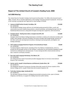 Report of the Healing Fund - Fall 2008