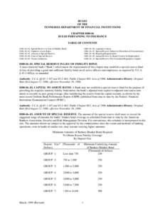 RULES OF THE TENNESSEE DEPARTMENT OF FINANCIAL INSTITUTIONS CHAPTER[removed]RULES PERTAINING TO INSURANCE TABLE OF CONTENTS