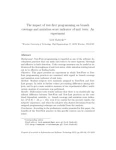 The impact of test-first programming on branch coverage and mutation score indicator of unit tests: An experiment