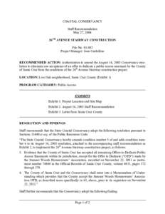 COASTAL CONSERVANCY Staff Recommendation May 27, 2004 26TH AVENUE STAIRWAY CONSTRUCTION File No[removed]Project Manager: Joan Cardellino