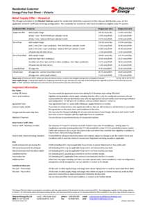 Residential Customer Energy Price Fact Sheet – Victoria Retail Supply Offer – Powercor The Charges provided in this Market Contract apply for residential electricity customers in the relevant distribution area, on th