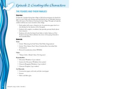 Episode 2: Creating the Characters THE FISHERS AND THEIR FAMILIES Episode 2 Lesson Plan  Overview
