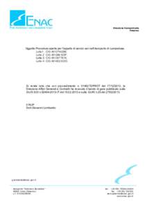 gs  Direzione Aeroportuale Palermo  Oggetto:Procedura aperta per l’appalto di servizi vari nell’Aeroporto di Lampedusa.