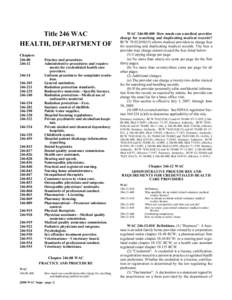 Title 246 WAC HEALTH, DEPARTMENT OF Title 246 Chapters[removed]