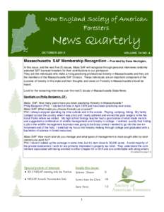 New England Society of American Foresters News Quarterly OCTOBER 2013