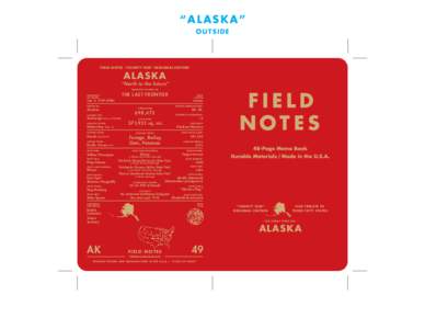 “ALASKA” OUTSIDE FIELD NOTES “COUNTY FAIR” REGIONAL EDITION  AL ASK A