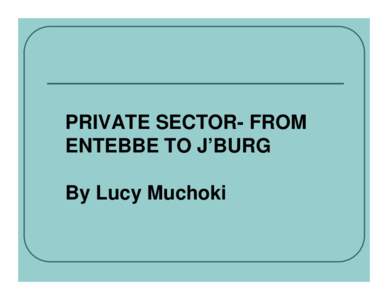 PRIVATE SECTOR- FROM ENTEBBE TO J’BURG By Lucy Muchoki BACKGROUND Activities started in 1997 through INTERFACE which