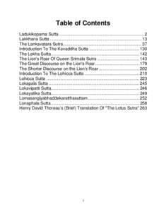 Table of Contents Ladukikopama Sutta ....................................................................... 2 Lakkhana Sutta ............................................................................. 13 The Lankavata