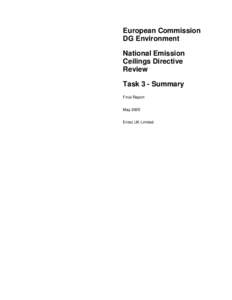 European Commission DG Environment National Emission Ceilings Directive Review Task 3 - Summary