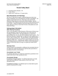 San Francisco Bay Hydrologic Region Novato Valley Groundwater Basin Novato Valley Basin • •