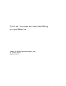 Traditional Governance and Constitution Making among the Gitanyow