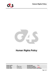 Human Rights Policy  Human Rights Policy Version number Version date