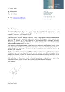 27 October[removed]Mr Jaime Caruana Chairman Basel Committee By email: [removed]