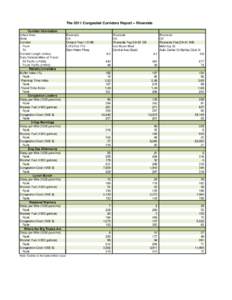 The 2011 Congested Corridors Report -- Riverside Corridor Information Urban Area State Corridor From