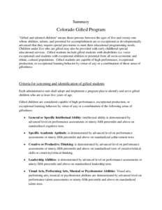 Summary  Colorado Gifted Program 