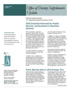 Office of Dietary Supplements Update Newsletter, July 2005