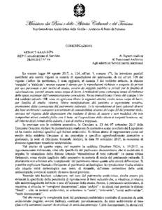 Soprintendenza Archivistica della Sicilia- Archivio di Stato di Palermo  COMUNICAZIONE MIBACT -SAAS-SIPA REP. Comunicazione di Serviziol 7 N° 16