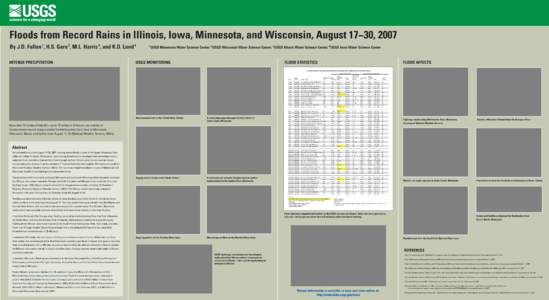 Floods from Record Rains in Illinois, Iowa, Minnesota, and Wisconsin, August 17−30, 2007 By J.D. Fallon , H.S. Garn , M.L. Harris , and K.D. Lund 1 2