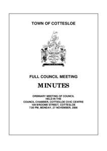 TOWN OF COTTESLOE  FULL COUNCIL MEETING MINUTES ORDINARY MEETING OF COUNCIL