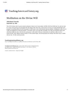 [removed]Meditation on the Divine Will | Teaching American History Meditation on the Divine Will Abraham Lincoln