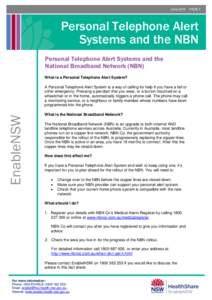 June[removed]PAGE 1 Personal Telephone Alert Systems and the NBN