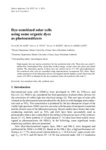 Electromagnetic radiation / Solar cells / Ultraviolet radiation / Disinfectants / Staining / Eosin / Carbol fuchsin / Crystal violet / Titanium dioxide / Chemistry / Staining dyes / Dye-sensitized solar cells