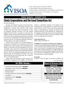 VISOA  Vancouver Island Strata Owners Association[removed]View Street, Victoria, B.C. V8W 1J6 General Office Email: [removed]