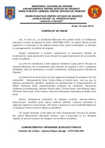 MINISTERUL AFACERILOR INTERNE DEPARTAMENTUL PENTRU SITUAŢII DE URGENŢĂ INSPECTORATUL GENERAL PENTRU SITUAŢII DE URGENŢĂ INSPECTORATULUI PENTRU SITUAŢII DE URGENŢĂ „VASILE GOLDIŞ” AL JUDEŢULUI ARAD „Audac