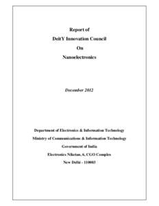 Report of DeitY Innovation Council On Nanoelectronics  December 2012