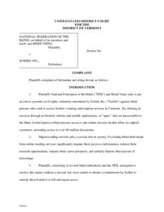 Accessibility / Blindness / Americans with Disabilities Act / World Wide Web / Social media / ONCE / Vision / National Federation of the Blind v. Target Corporation / National Federation of the Blind / Scribd / Law