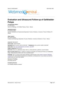 Article ID: WMC004297  ISSNEvaluation and Ultrasound Follow-up of Gallbladder Polyps