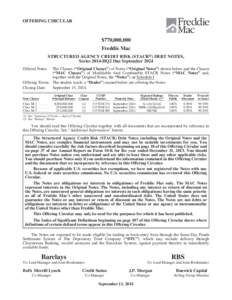 OFFERING CIRCULAR  $770,000,000 Freddie Mac STRUCTURED AGENCY CREDIT RISK (STACR®) DEBT NOTES, Series 2014-HQ2 Due September 2024