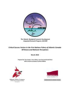 A Study of the Critical Success Factors in the First Nation Fishery in Atlantic Canada