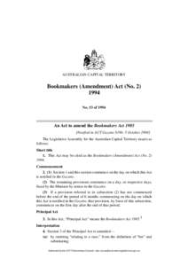 AUSTRALIAN CAPITAL TERRITORY  Bookmakers (Amendment) Act (No[removed]No. 53 of 1994