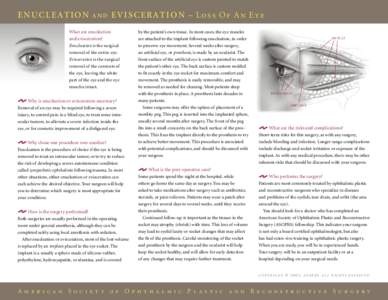 ENUCLEATION  AND E V I S C E R A T I O N – L o s s O f A n E ye