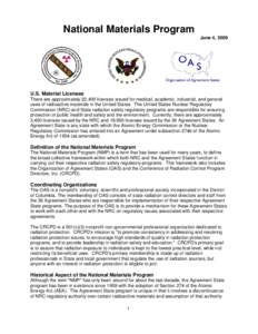 National Materials Program Background