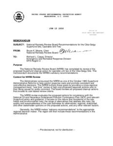 National Remedy Review Board Recommendations for the Ciba-Geigy Superfund Site