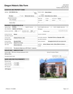 Arleta School 5109 66th Ave Portland, Multnomah County Oregon Historic Site Form LOCATION AND PROPERTY NAME