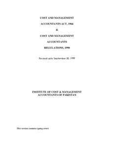 COST AND MANAGEMENT ACCOUNTANTS ACT, 1966 & COST AND MANAGEMENT ACCOUNTANTS REGULATIONS, 1990