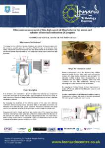 Ultrasonic measurement of thin, high speed oil films between the piston and cylinder of internal combustion (IC) engines Robin Mills, Emin Yusuf Avan, Jennifer Vail, Prof. Rob Dwyer-Joyce Why measure film thickness? The 