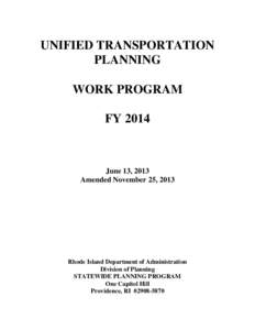 UNIFIED TRANSPORTATION PLANNING WORK PROGRAM FY[removed]June 13, 2013