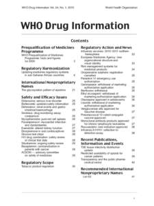 WHO Drug Information Vol. 24, No. 1, 2010  World Health Organization WHO Drug Information Contents