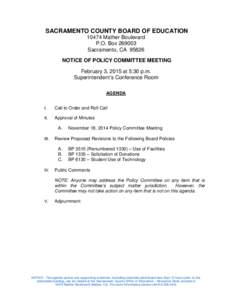 Public Notice: Policy Committee Meeting